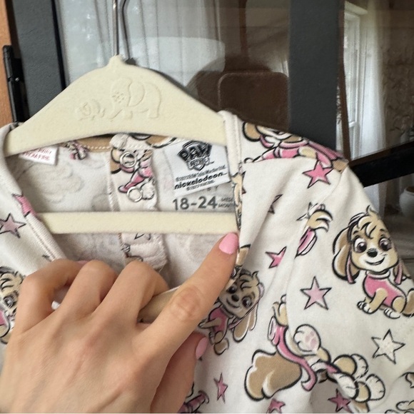 Paw Patrol set toddler girl matching tee shorts biker tshirt skyler beige stars - Picture 4 of 5